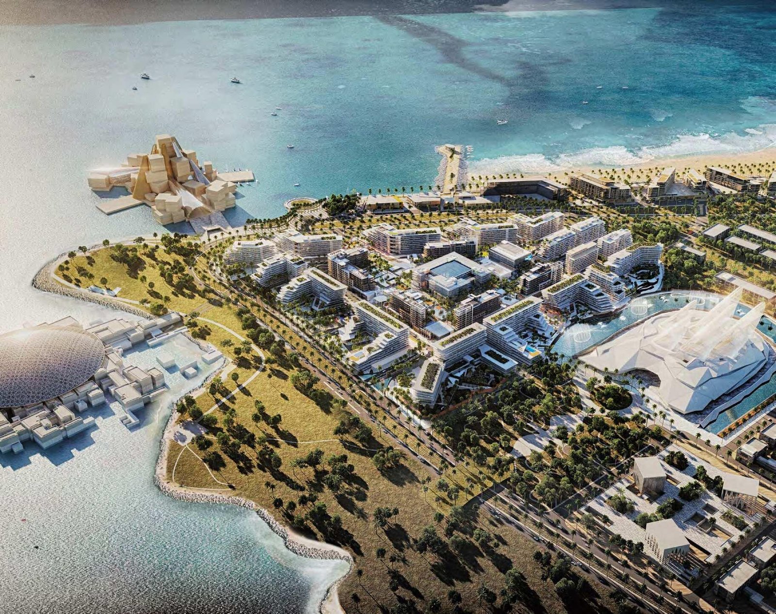 Saadiyat Island Abu Dhabi luxury beachfront communities and cultural landmarks